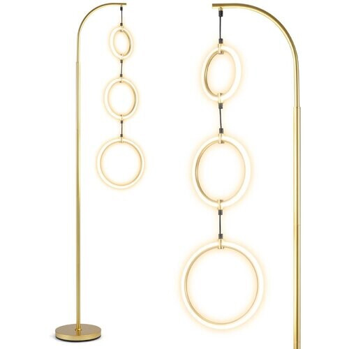 Tweedekans Coast Staande Lamp - dimbaar met voetschakelaar - 3 LED-lichtringen - goud Tweedehands