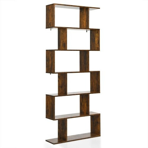 Tweedekans Coast Standregal 6 Level S-Shape BOEKAST BOOKKAST opslagplank hout kleur keuze-bruin Tweedehands