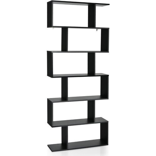 Tweedekans Coast Standregal 6 Level S-vorm Boekenkast opslagplek hout kleurselectie zwart-zwart Tweedehands