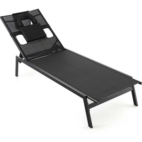 Tweedekans Coast Sun Louner met gezichtsopeningstuinlounder met 5-voudig verstelbare rugleuning zwart Tweedehands