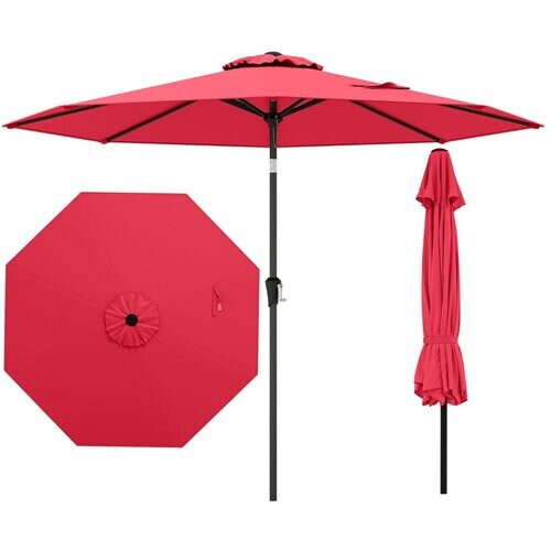 Tweedekans Coast Terrasparasol 270 cm Wijnrood – Kantelbare Grote Parasol met Zwengel, UV-bescherming en Geventileerde Parasolkap Tweedehands