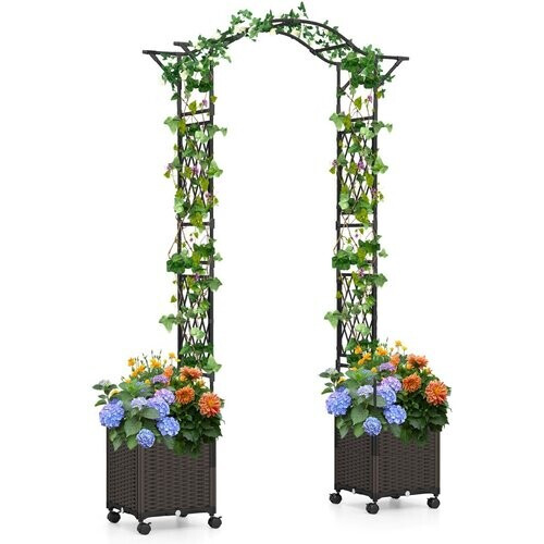 Tweedekans Coast Tuinboog met plantenbakken - 2-in-1 klimrek met zelfbewateringssysteem - zwart Tweedehands