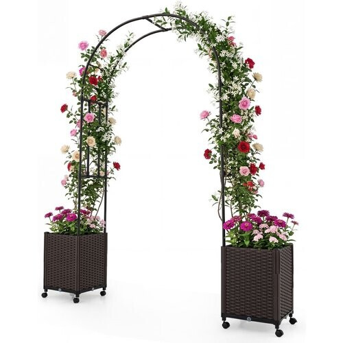 Tweedekans Coast Tuinboog met plantenbakken - zelfbewateringssysteem - modulair ontwerp - zwart - 230 cm Tweedehands