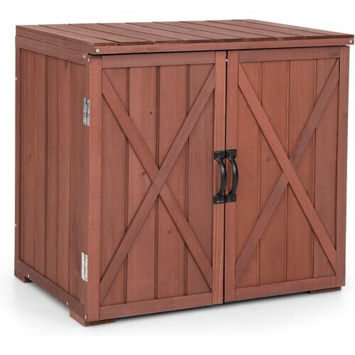 Tweedekans Coast Tuinbox - Opbergbox voor Tuin - Incl Dubbele Deuren - Bruin - 77 x 56 x 72 cm Tweedehands
