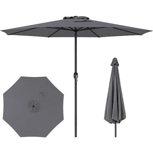 Tweedekans Coast Tuinparasol 350 cm - Antraciet - Met Slinger en 8 Metalen Baleinen Tweedehands