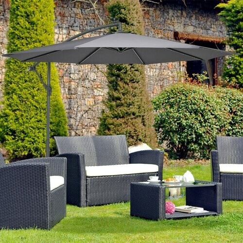 Tweedekans Coast Tuinparasol met LED-verlichting - 3 meter - Kantelbaar - Inclusief zandzakken - Donkerblauw Tweedehands