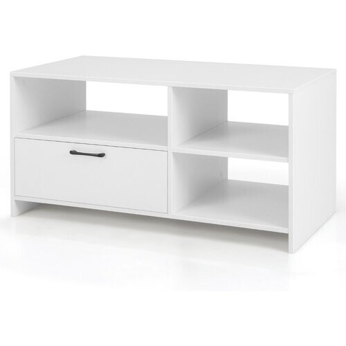 Tweedekans Coast TV-Kast Lowboard 104,5 x 51,5 x 52 cm Wit met Lade en Open Vakken voor Televisies tot 50 Inch Tweedehands