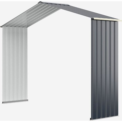 Tweedekans Coast Uitbreidingsbox Gereedschapsschuur Metaal Grijs 277 x 64 x 202 cm – Afsluitbaar Tuinhuis met Schuifdeur en 4 Ventilatiesleuven Tweedehands