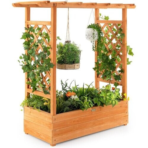 Tweedekans Coast Verhoogd Plantenbed – Met Trellis & Dak – 100 x 44 x 113,5 cm - oranje Tweedehands