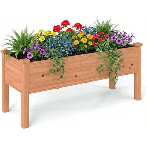 Tweedekans Coast Verhoogde Houten Plantenbak – 120x43,5x51 cm – Chinees Dennenhout – Bruin Tweedehands