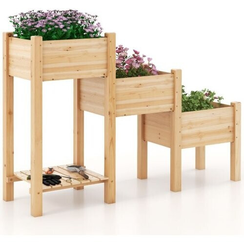 Tweedekans Coast Verhoogde Plantenbak - 3 Laags - Dennenhout - 161 x 43 x 104 cm Tweedehands