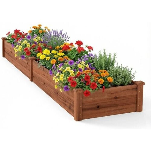 Tweedekans Coast Verhoogde Plantenbak Bruin – Houten Moestuinbak met 2 Kweekvakken en Verdelers – 228 x 62 x 25 cm Tweedehands