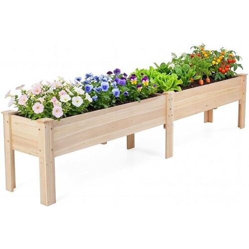 Tweedekans Coast Verhoogde Plantenbak met 2 Vakken - 240 x 43,5 x 51,5 cm - Naturel Dennenhout Tweedehands