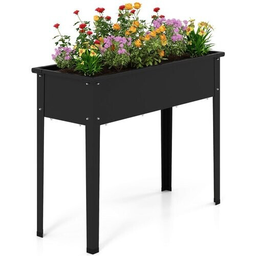 Tweedekans Coast Verhoogde Plantenbak - metalen tuinbak met poten - afwateringsgaten - zwart - 100 x 40 x 80 cm Tweedehands