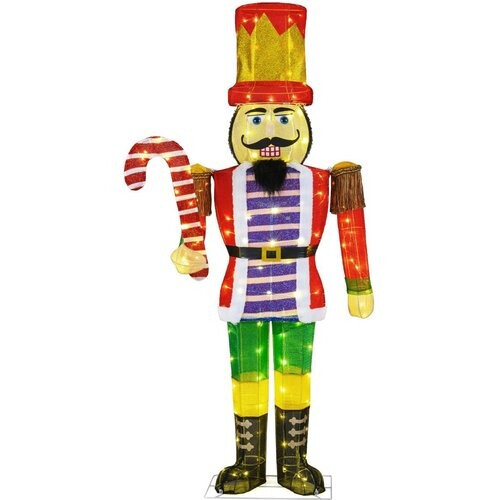 Tweedekans Coast Verlichte Notenkraker Soldaat 170 cm Warm Wit – 110 LED – Rood/Zwart – 70 x 30 x 170 cm Tweedehands