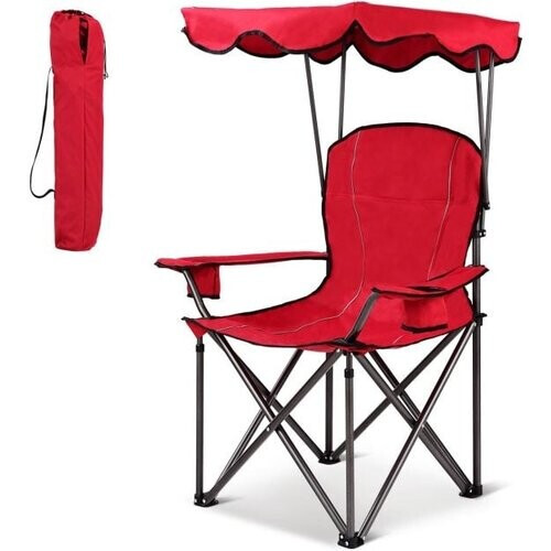 Tweedekans Coast Visstoel - Camping Stoel - Met Bekerhouder - Opvouwbaar - Rood Tweedehands