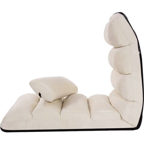 Tweedekans Coast vloerstoel 5-weg verstelbare suede kussenstoel 175 x 55 x 20 cm beige Tweedehands