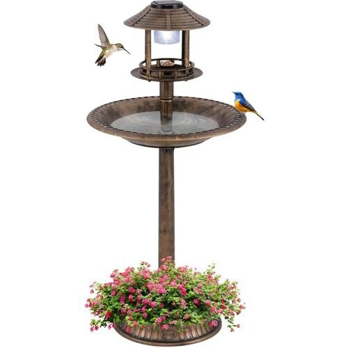 Tweedekans Coast Vogelbad - Solarverlichting - Bloempot - Vogelvoederhuis - Voederstation - Dispenser - Brons Tweedehands
