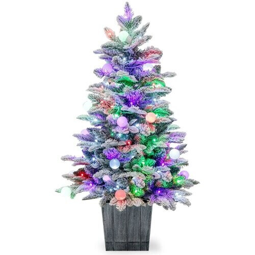 Tweedekans Coast voorverlichte kerstboom - 100 cm - wit/groen - met 148 PVC & PE takken - 80 LED-lampjes Tweedehands