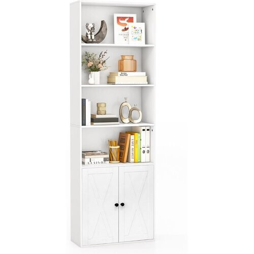 Tweedekans Coast Vrijstaande Boekenkast - 6 Planken - 2-Deurs - 60 x 24 x 180 cm - Wit Tweedehands