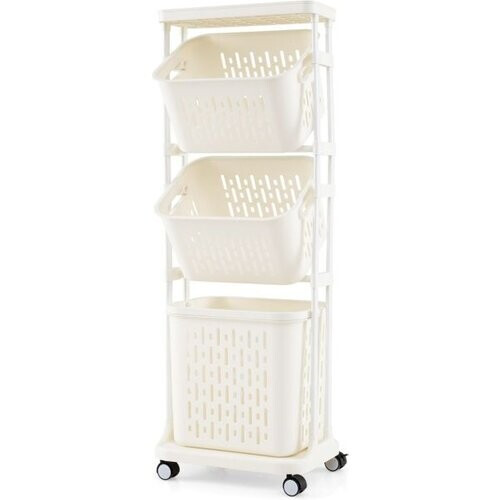 Tweedekans Coast Wasmand met 3 manden - wit - PP + Metaal - Max.35 kg - 40x30x112 cm Tweedehands