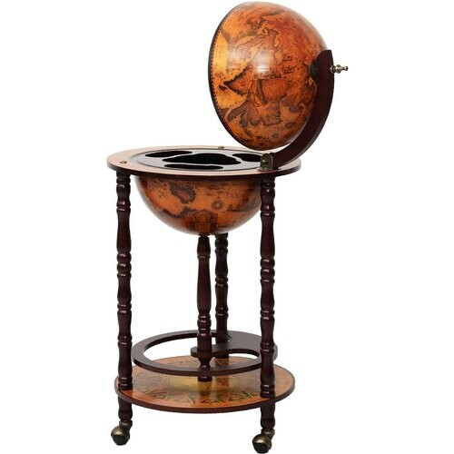 Tweedekans Coast - Wijnrek - Globebar - Wijnbar - Wereldbol bar - ⌀ 45 cm - Bruin Tweedehands