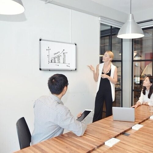 Tweedekans Coast wit wandpaneel met verwijderbare potloodkas aluminium frame magnetisch whiteboard 50 x 35 cm wit Tweedehands