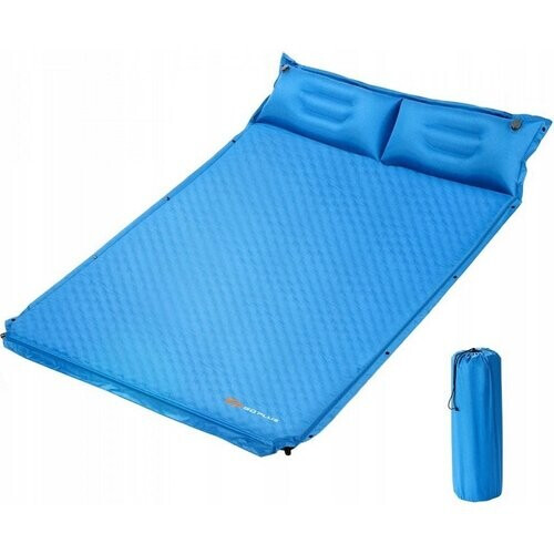 Tweedekans Coast – Zelfopblazende Campingmat 2-persoons – 187 x 131 x 4 cm & Met Ergonomische Kussens – Voorzien Van Verbindingsknopen En Waterbestendig Oppervlak – Voor Kamperen En Wandelen – Blauw Pvc En Schuim Tweedehands