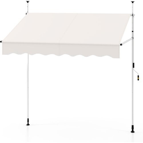 Tweedekans Coast Zonnescherm 200 cm Wit – Balkonzonnescherm Zonder Boren, Hoogte Verstelbaar & UV-bestendig met Handbediening Tweedehands