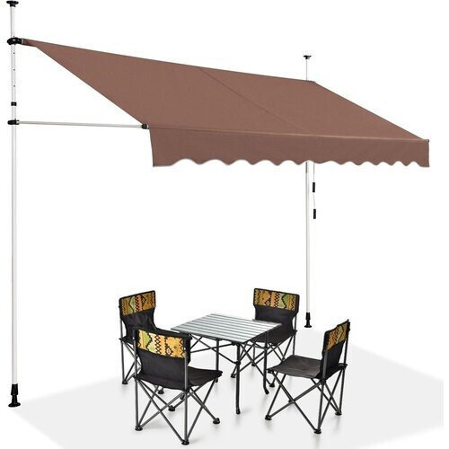 Tweedekans Coast Zonnescherm 300x120 cm Hoogteverstelbaar Bruin – Uitschuifbare Markies voor Balkon, Terras of Raam Tweedehands