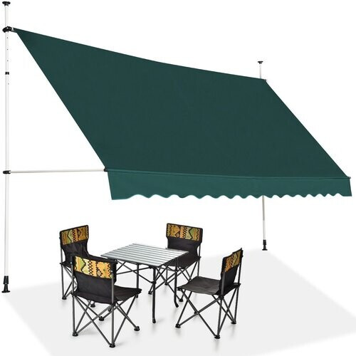 Tweedekans Coast Zonnescherm 400 cm Breed, Hoogteverstelbaar 200–300 cm, Groen, Aluminium Frame en Oxford-Stof Tweedehands