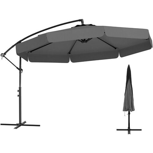 Tweedekans Coast Zweefparasol 305 cm met Beschermhoes en Volant – Grijs Tweedehands