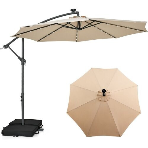 Tweedekans Coast Zweefparasol – Met LED Verlichting – Ø300 x 250 cm – Beige Tweedehands