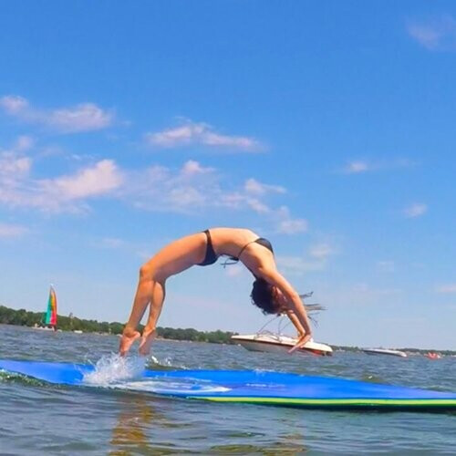 Tweedekans Coast zwevend tapijt zwemmat Water Lounger 270 x 180 x 3,5 cm geel/blauwblauw Tweedehands