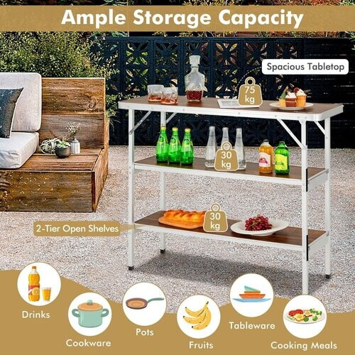 Tweedekans Coat Opvouwbare Campingtafel - inclusief Draagtas - Lichtgewicht - 110 x 38 x 88 cm - Bruin/Zwart Tweedehands