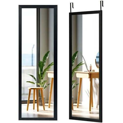 Tweedekans Costway 120 x 37 cm Wandspiegel Deuren Mirror met hoogte -aangepaste hanghaken spiegel voor slaapkamers Tweedehands