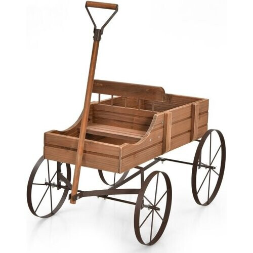 Tweedekans Costway Plantenbak – Met Handvat & Wielen – 62 x 34 x 60 cm – Bruin Tweedehands
