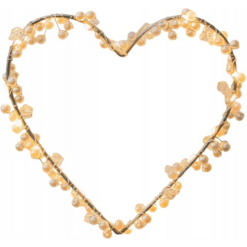 Tweedekans CozyHome LED Hartvormige Lichtkrans– 100 V - 240 V - Warm Wit – Zilver - 17 x 18 x 4.5 cm Tweedehands