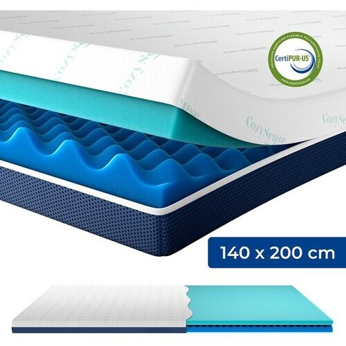 Tweedekans CozySense® DualFeel Topper Matras 140x200 - Matras Topper - Topmatras - Topdekmatras - Met Koele & Warme Kant - CertiPUR® - Stevige Hardheid - 7.5 cm - Wasbare Hoes Tweedehands