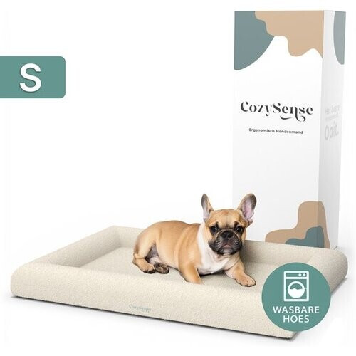 Tweedekans CozySense® Orthopedische Hondenmand - 60 x 40 cm - Maat S - Bouclé Stof - Waterdicht Hondenbed met Wasbare Hoes - Geschikt Als Benchkussen - Wit Tweedehands