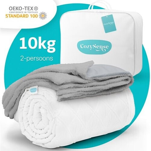 Tweedekans CozySense® Verzwaringsdeken 10 kg - 2-persoons - Weighted Blanket - Zwaartedeken met GLASS-Flow® Drukverdeling - Inclusief Wasbare Hoes - 200x200 cm - Grijs Tweedehands