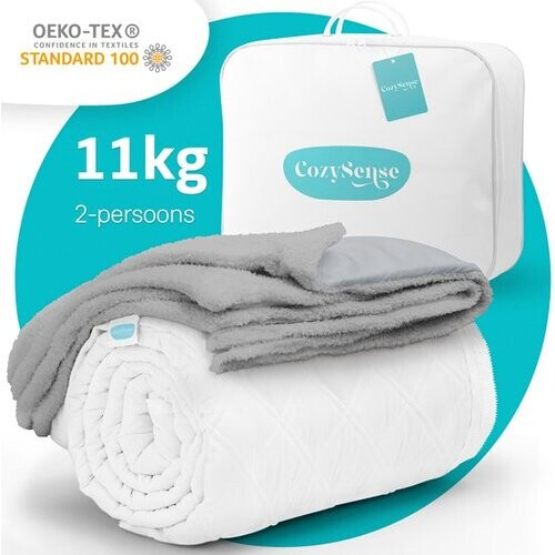 Tweedekans CozySense® Verzwaringsdeken 11 kg - 2-persoons - Weighted Blanket - Zwaartedeken met GLASS-Flow® Drukverdeling - Inclusief Wasbare Hoes - 200x200 cm - Grijs Tweedehands