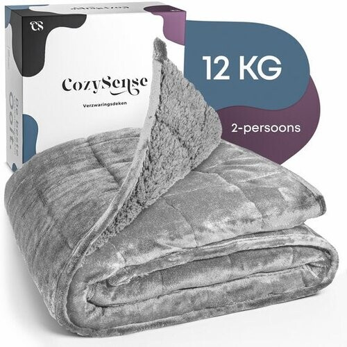 Tweedekans CozySense® Verzwaringsdeken 12 kg - 2-persoons - Weighted Blanket - Zwaartedeken - GLASS-Flow® Drukverdeling - Verzwaarde Deken - Flanelfluweel & Sherpa - Grijs Tweedehands