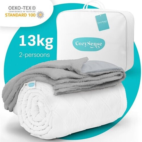 Tweedekans CozySense® Verzwaringsdeken 13 kg - 2-persoons - Weighted Blanket - Zwaartedeken met GLASS-Flow® Drukverdeling - Inclusief Wasbare Hoes - 200x200 cm - Grijs