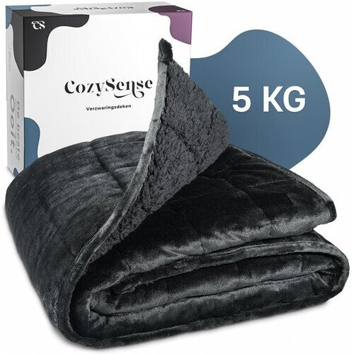 Tweedekans CozySense® Verzwaringsdeken 5 kg - Weighted Blanket - Zwaartedeken - GLASS-Flow® Drukverdeling - 135x200 - Flanelfluweel & Sherpa - Hypoallergeen - Zwart Tweedehands