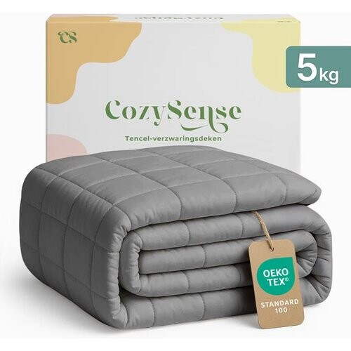 Tweedekans CozySense® Verzwaringsdeken 5kg - 100% Tencel - Weighted Blanket – Zwaartedeken met temperatuurregulatie en ademend comfort - GLASS-Flow® Drukverdeling - 1-Persoons - Grijs Tweedehands