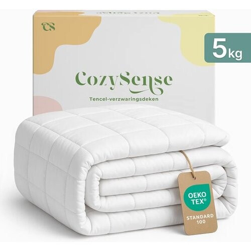Tweedekans CozySense® Verzwaringsdeken 5kg - 100% Tencel - Weighted Blanket – Zwaartedeken met temperatuurregulatie en ademend comfort - GLASS-Flow® Drukverdeling - 1-Persoons - Wit Tweedehands