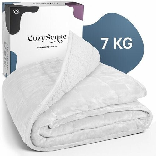 Tweedekans CozySense® Verzwaringsdeken 7 kg - Weighted Blanket - Zwaartedeken - GLASS-Flow® Drukverdeling - 135x200 - Flanelfluweel & Sherpa - Hypoallergeen - Wit Tweedehands