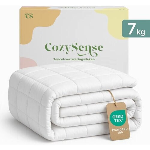 Tweedekans CozySense® Verzwaringsdeken 7kg - 100% Tencel - Weighted Blanket – Zwaartedeken met temperatuurregulatie en ademend comfort - GLASS-Flow® Drukverdeling - 1-Persoons - Wit Tweedehands