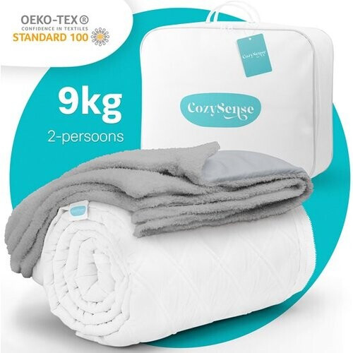 Tweedekans CozySense® Verzwaringsdeken 9 kg - 2-persoons - Weighted Blanket - Zwaartedeken met GLASS-Flow® Drukverdeling - Inclusief Wasbare Hoes - 200x200 cm - Grijs Tweedehands